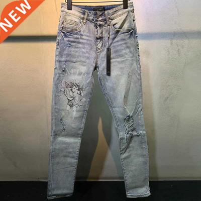 Autumn Graphic Jeans Mens Stch Jeans Skinny High Set Stacked