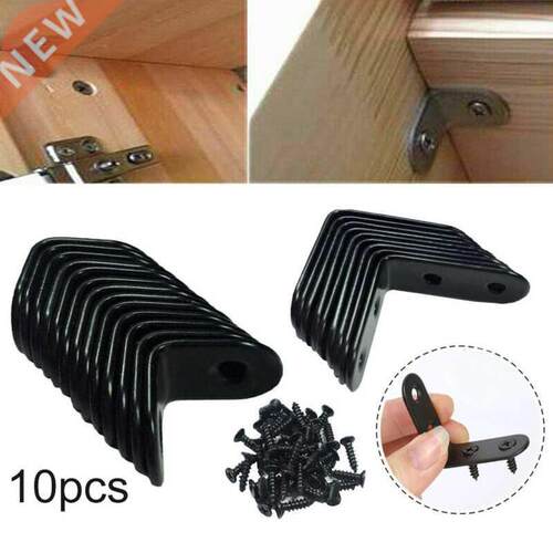 10pcs Black L-Shaped Brackets Stainless Steel Right Angle Br