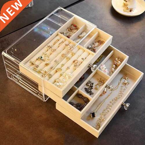 Acrylic Organizers Velvet Three-Layer Jewellery Storage Box