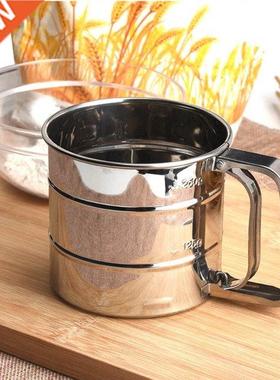 Flour Sieve Cup Stainless Steel Shaker Sieve Cup Mesh Crank