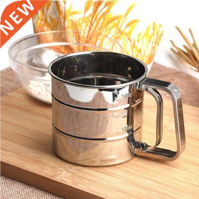 Flour Sieve Cup Stainless Steel Shaker Sieve Cup Mesh Crank