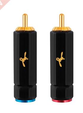 YYTCG Pure Copper Gold Plated RCA Plug Self Locking Lotus Te