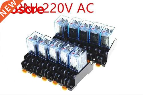 10pcs 220V 10A Coil Power Relay DPDT LY2NJ With Socket Base