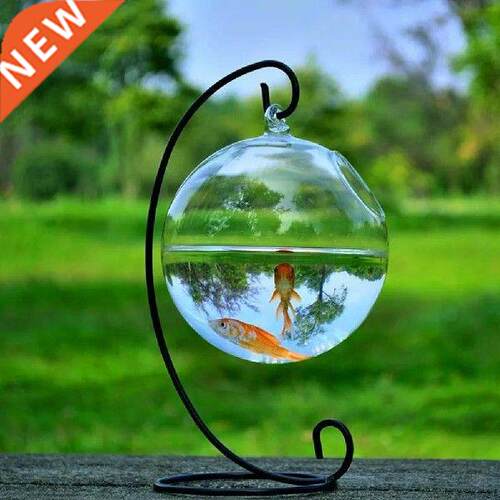 1Set Round Shape Hanging Glass Aquarium Fish Bowl Fish Tank