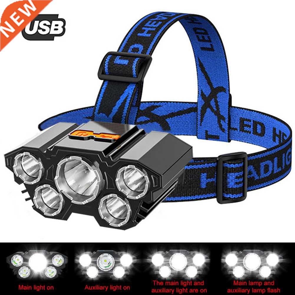350LM COB 5XLED Hedlmp Bicycle Light USB Rechrgeble