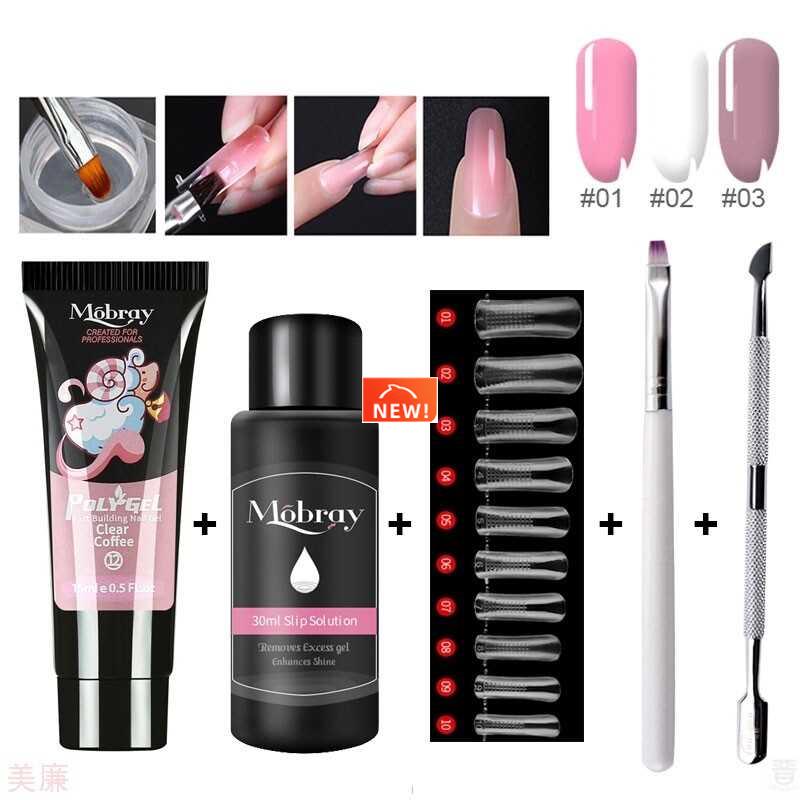 Polygel set Nail Builder Gel Soak off UV off white Acryl Gel