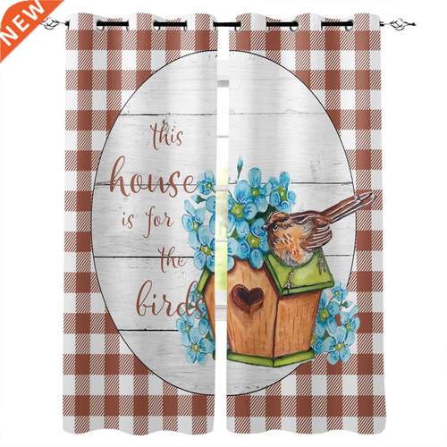 Bird'S Nest Bird Flower Lattice Window Curtains Kitc