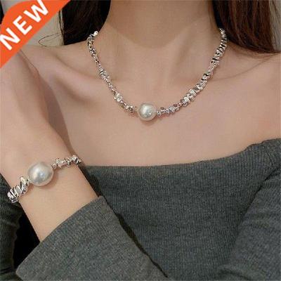 New Silver Necklaces A Few Pearls Geometric Irregular Chain