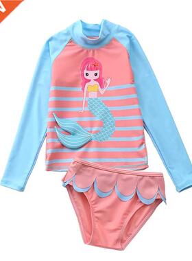 2~10Y Toddler Baby Girls Rash Guards Long sleeves Girls Swim