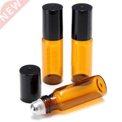 10Pcs 5ml/10ml Amber Roll On Glass Bottles Roller Ball for