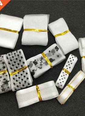 10Yards/pack Lots Styles white Mix 6-40MM Width Printed