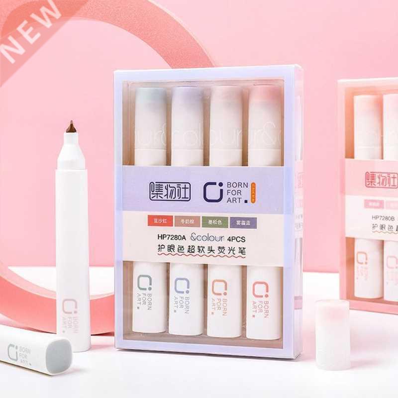 Pack of 4 Colors Portable Highlighters Set Super Soft Pen Ni