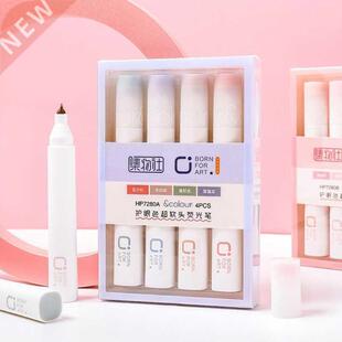 Pack of 4 Colors Portable Highlighters Set Super Soft Pen Ni