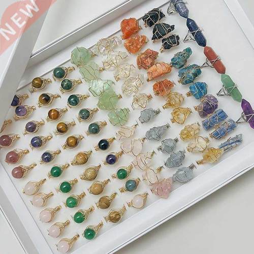 New nd 2021 Natural Stone Rings for Women Adjustable Popular