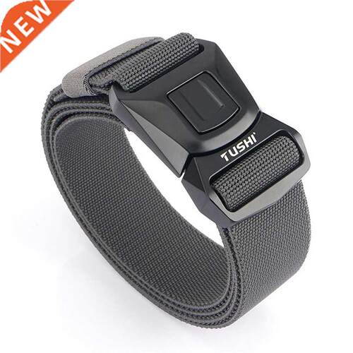 Elastic Mens Belts Zinc Alloy Pluggable Buckle Tactical Belt