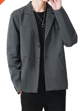 Men Blazer retro style Single-breasted Solid Color long brea