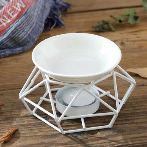 Essential Oil Burner Aroma Oil Lamp Ceramic Iron Rack