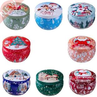 Christmas Scented Candle Tin Jar Portable Travel Soy wax
