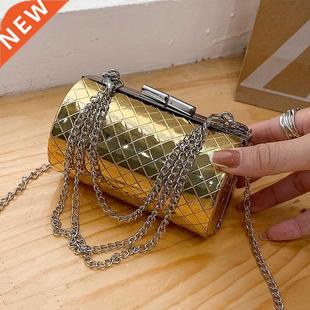 Cylinder Metallic Gold Silver Evening Clutch Bag Women Bags