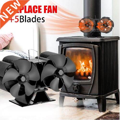 10 Blade Fireplace Fan Thermal Power Double Head Silent