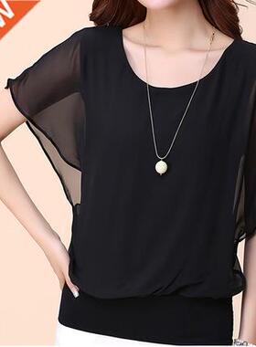 Summer Casual Short Sleeve Women Blouse 5XL Plus Size Chiffo