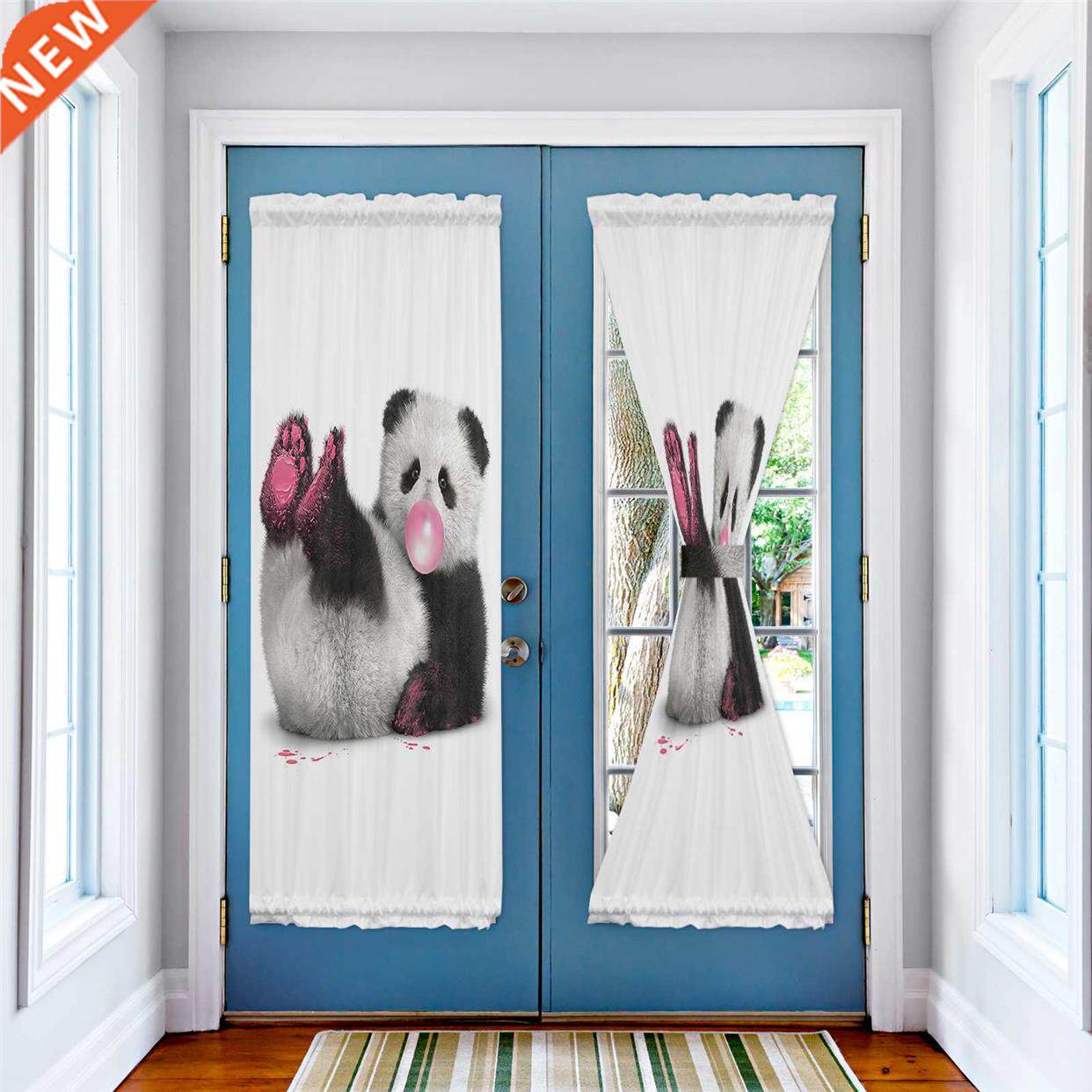 panda blowing bubble gum luxury door curtain for kitchen