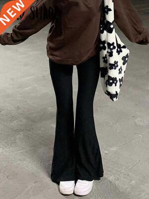 Bold Shade Grunge 90s Urban Style Boot Cut Pants High Waist