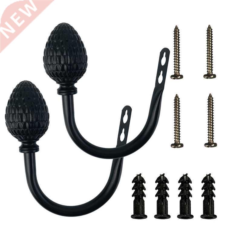 A Pair Of Metal Curtain Hooks - Retro Pine Cones Wall Mounte