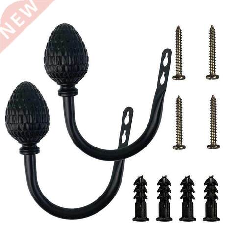A Pair Of Metal Curtain Hooks - Retro Pine Cones Wall Mounte