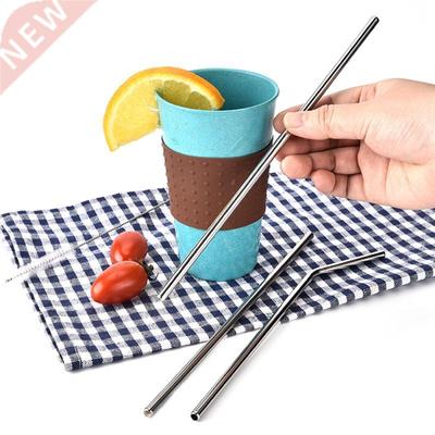 pcs Reusable Washable Stainless Steel Straws Straight Bent