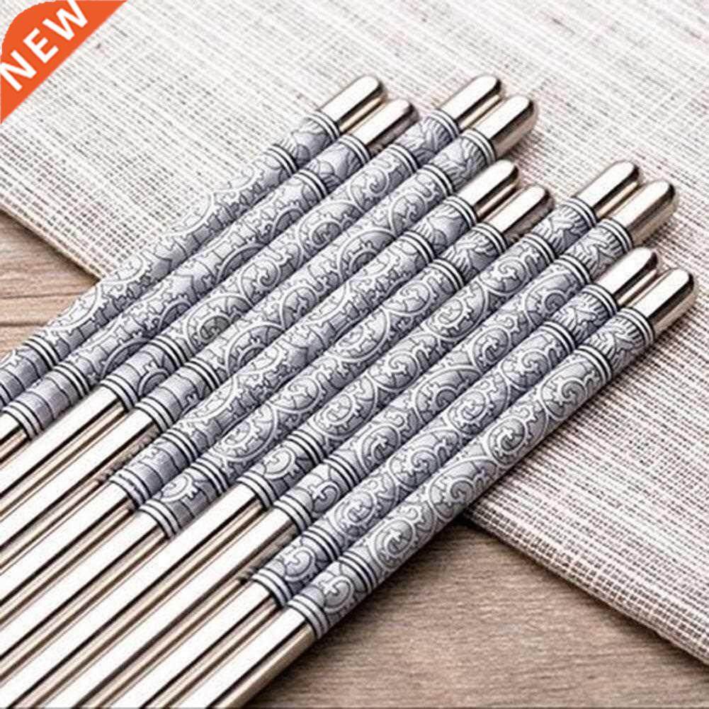 5 pairs steel chopsticks high-grade resistant tableware