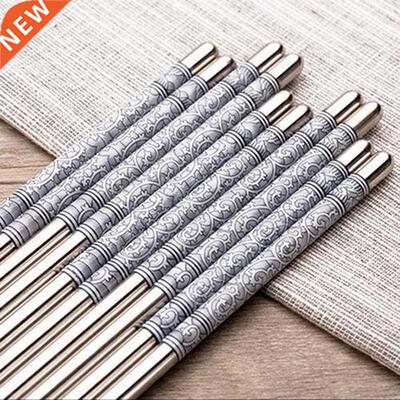 5 Pairs Steel Chopsticks High-grade Resistant Tableware