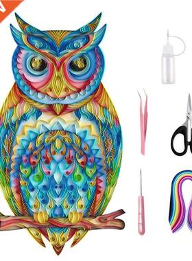 20 Inch 3D Rainbow Owl Quilling Paper Filigree Painting Kit