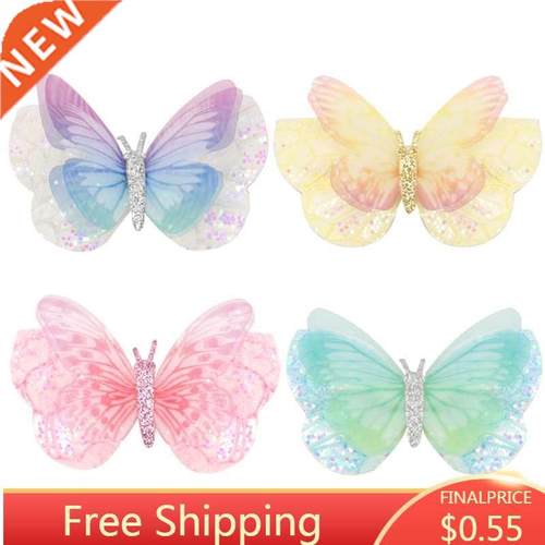 Butterfly Clips Kid Girls Hair Accessory For Girls Gauze Mul