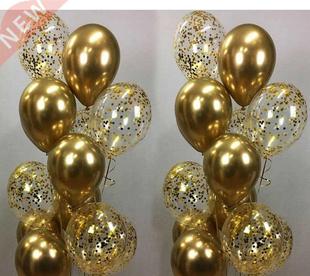 15pcs Metal Chrome Gold Silver Balloons Confetti Set Rose Go