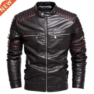 Men Jacket Coffee Leather Jacket Men Motorcycle Jacket Fashi