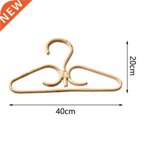 2Pcs Rattan Clothes Hanger Natural Hand-Woven 3 Hook for