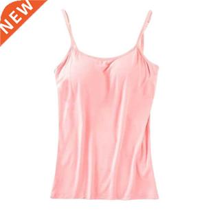 New Padded Bra Tank Top Women Modal Spaghetti Solid Cami Top