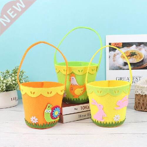 2022Non-woven Fabric Easter Basket Kids Color Eggs Bucket