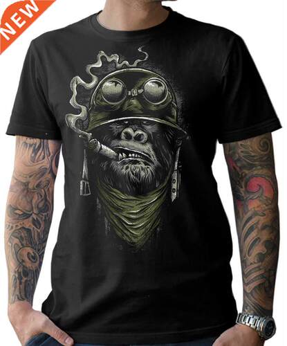 Biker T-Shirt Gorilla Monkey Motorcycle Chopper Bobber Old S