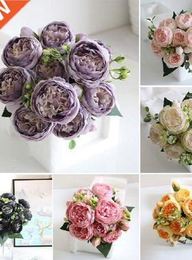1 Bunch Silk Peony Artificial Flowers Fake Bouquet Wedding