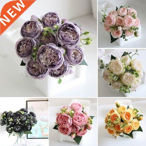 1 Bunch Silk Peony Artificial Flowers Fake Bouquet Wedding