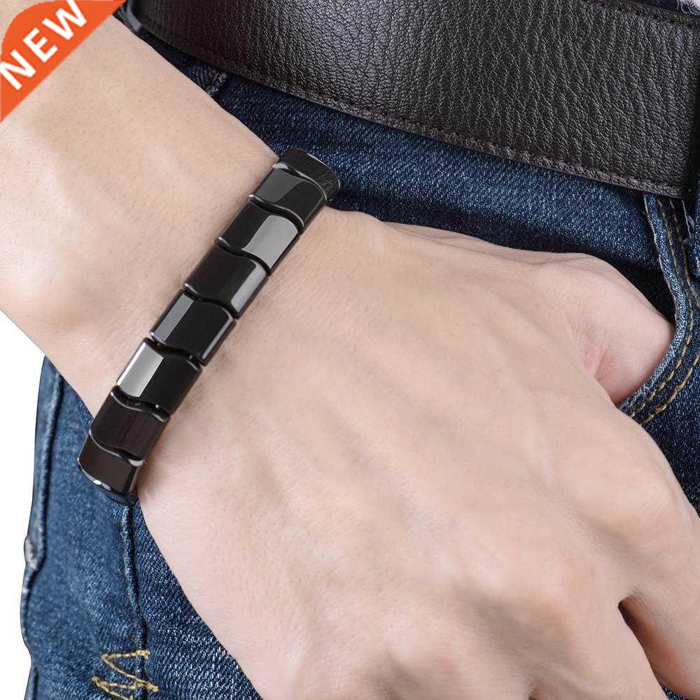 BYRIVER Real Black Tourmaline Beads Health Bracelet, Natural