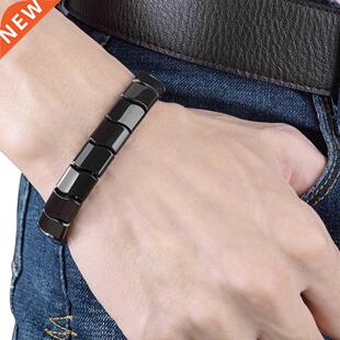 BYRIVER Real Black Tourmaline Beads Health Bracelet, Natural