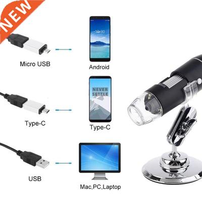 In 1 Digital USB Microscope 1600X Portable 2 Adapters Supp