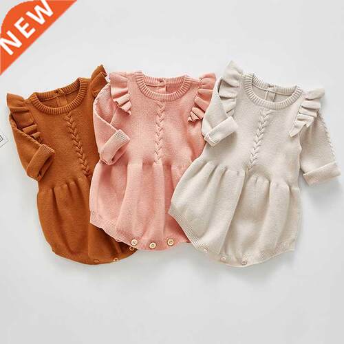 Baby Girls Knitted Bodysuit 2022 Spring Infant Newborn Long