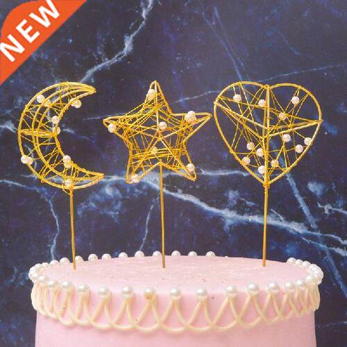 NEW 1PC Heart Shape LED Pearl Cake Toppers Baby Happy