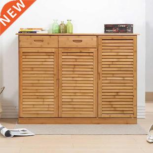 Solid wood shoe cabinet bamboo shoe rack simple multi-layer