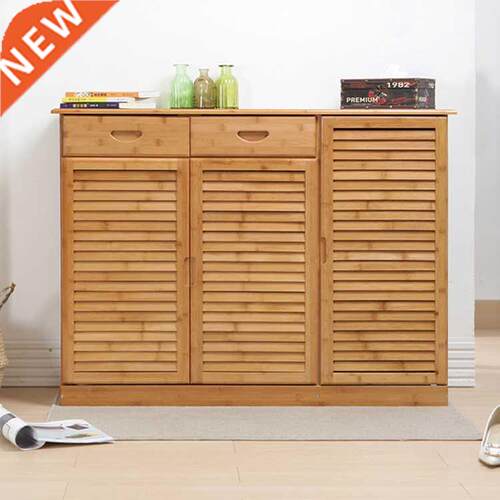 Solid wood shoe cabinet bamboo shoe rack simple multi-layer