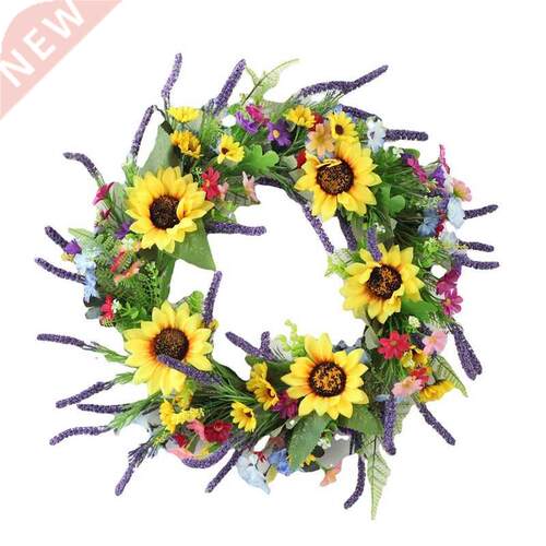 Fall Sunflower Lavender Wreath for Front Door Wall Windows W
